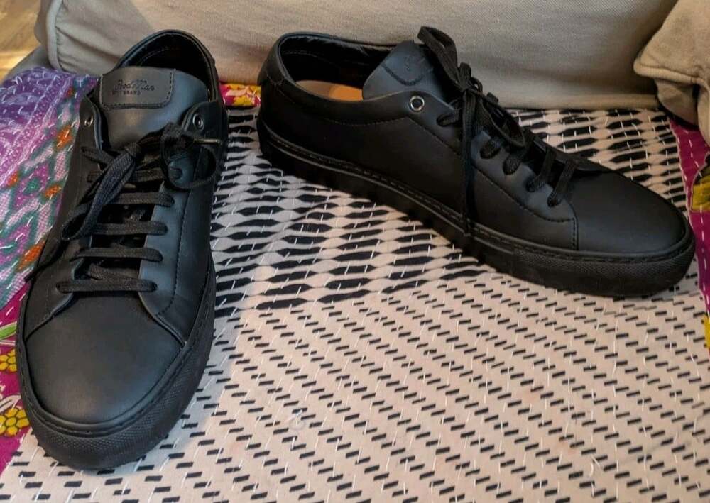 Good Man Brand Edge Lo Top Sneaker Black Nappa Leather Men's Size 11 Mono Italy